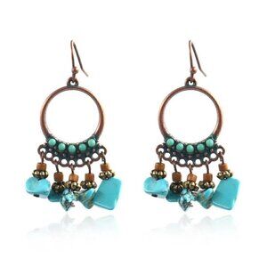 Ethnic Boho Style geometric women’s drop pierced earrings.
